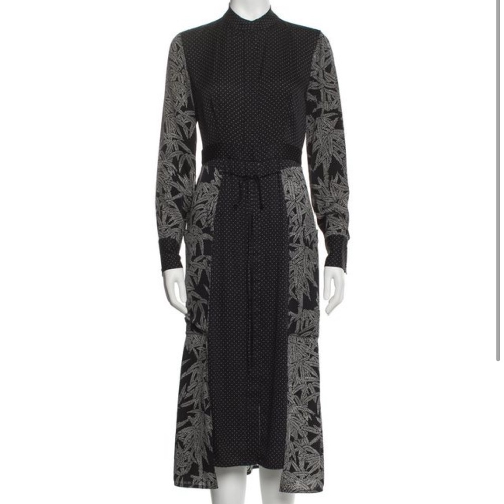 Diane Von Furstenberg Black and Gray Long Sleeve Dress